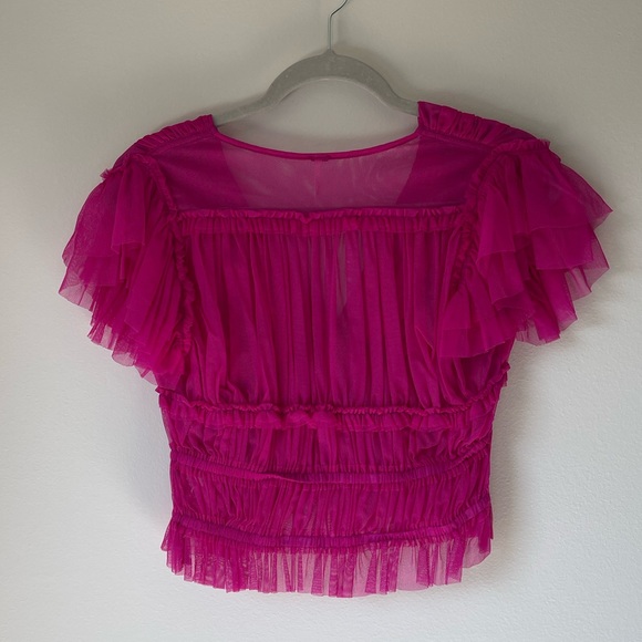 Free People Making Me Smile Pink Ruffle Top - Picture 6 of 6